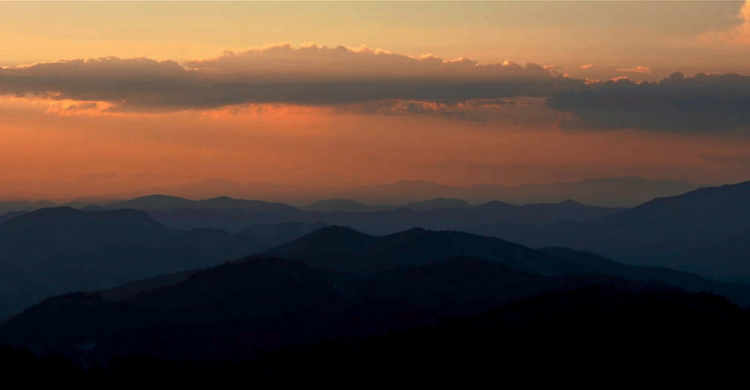 Mountain ridge at dusk